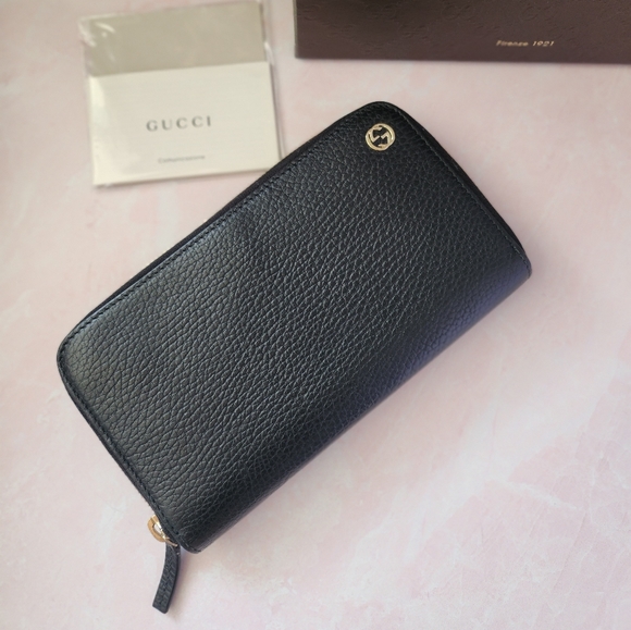 100% AUTHENTIC Gucci GG Long Zippy Wallet Black Complete Inclusion with Box - Picture 1 of 6